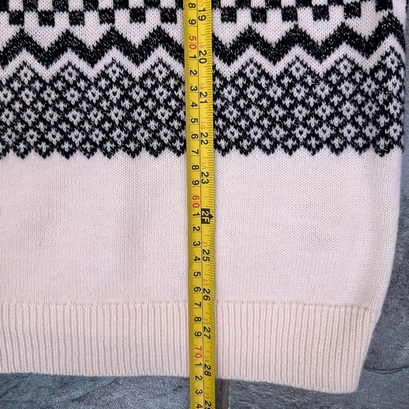 Talbots Sweater Woman 2X Cream Black Fair Isle Wool Nordic Shimmer Holiday - Picture 7 of 7